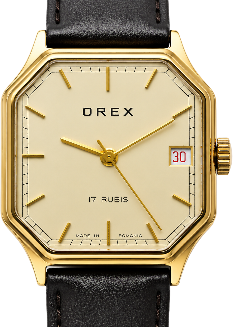 OREX® 17 rubine auriu – model damă octogonal din perioada socialistă