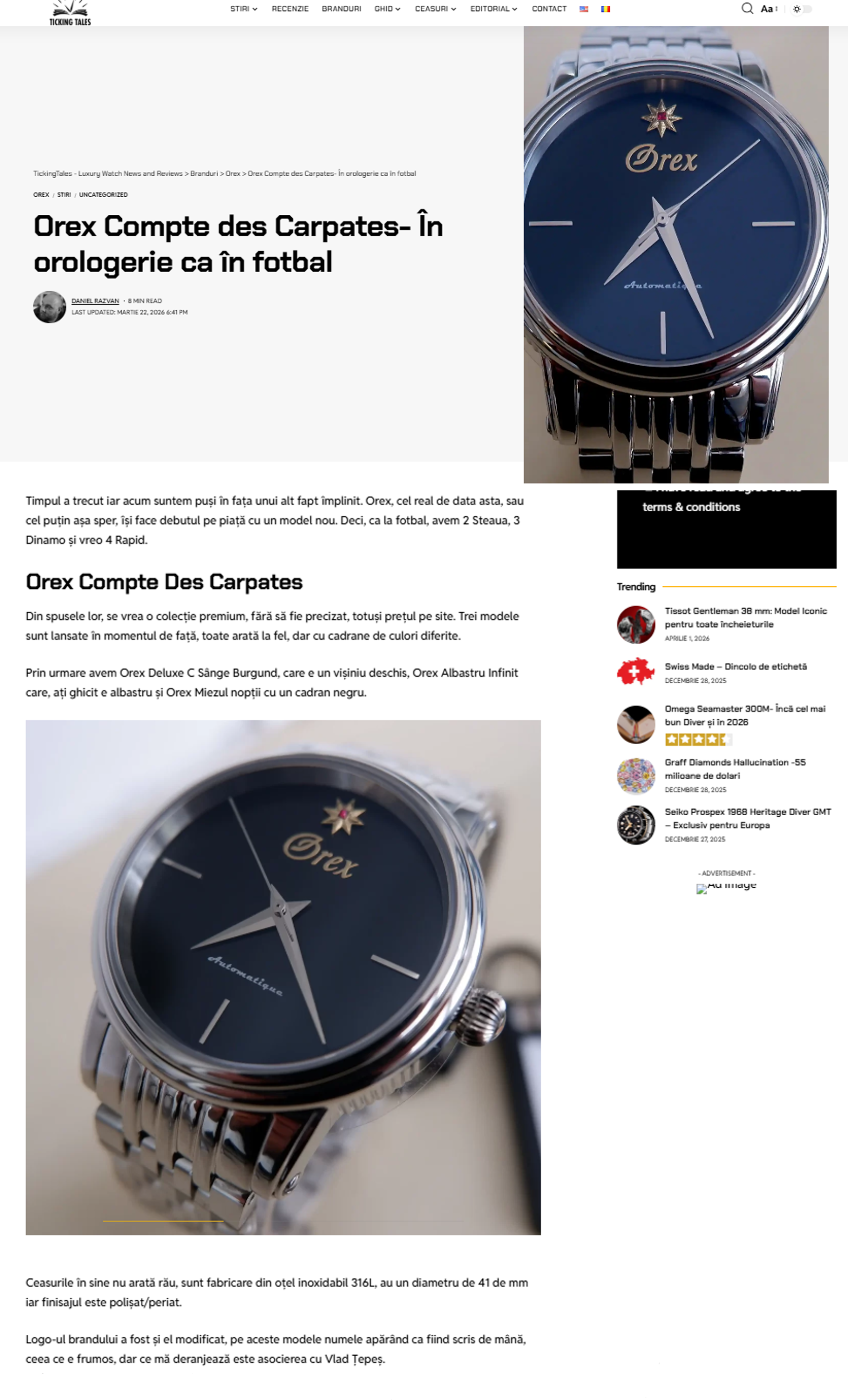 OREX® reflectată in analiza pasionatilor de orologerie 