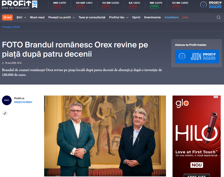 OREX® reflectată în presa natională 