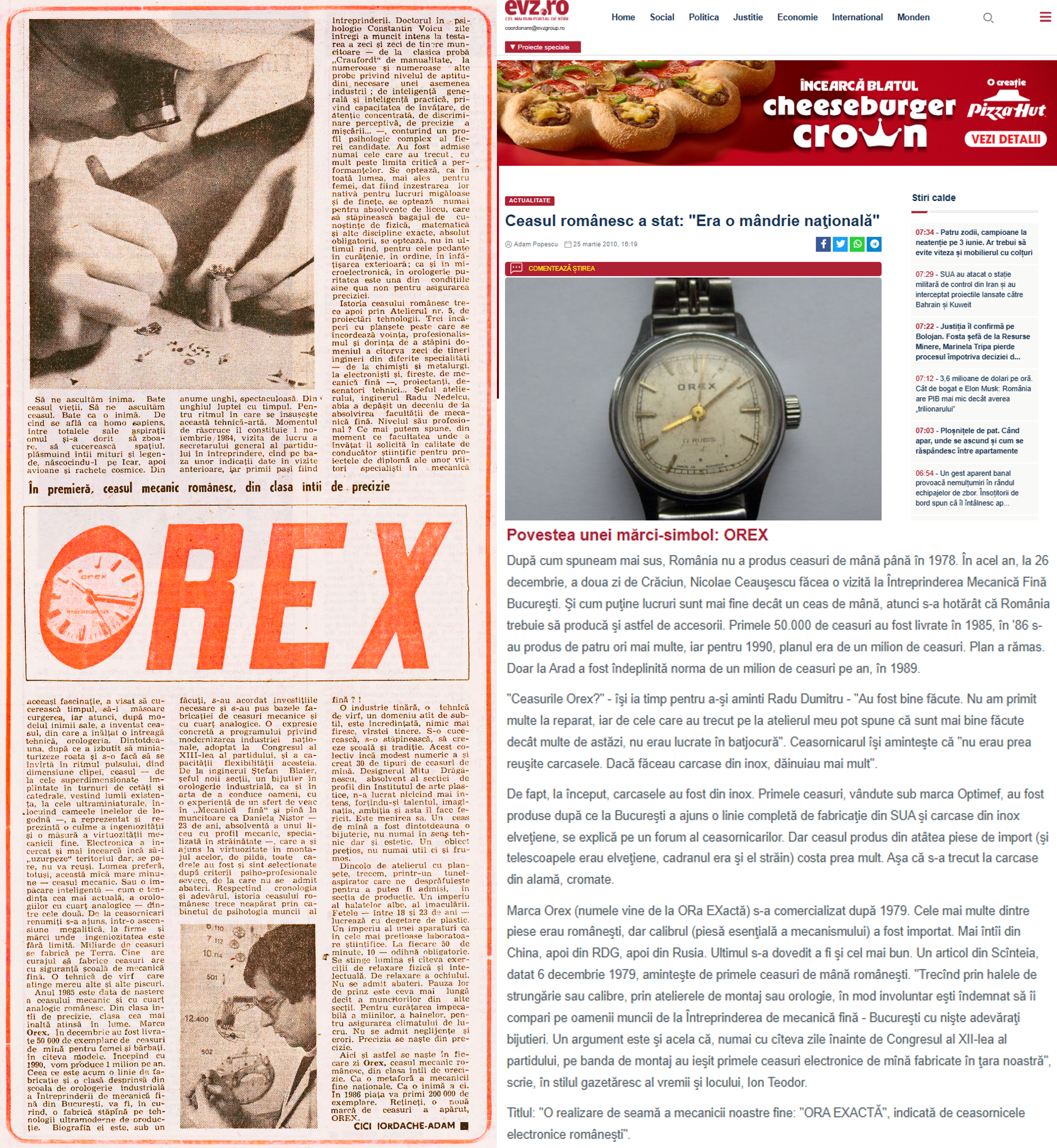 OREX® reflectată in presa din 1986 si 2010 